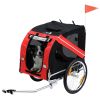 Aosom Dog Bike Trailer, Red & Black Pet Cart Wagon, Large Wheels for Off-Road Adventures with Your Pet
