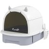 PawHut Covered Cat Litter Box with Lid, Scoop, Deodorizing Bags for Odor Control, Privacy, Easy to Clean, Gray