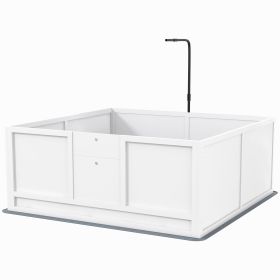 PawHut Whelping Box for Puppies Birth with Pee Pad, Pig Rail, Adjustable Door, for Small Medium Large All Breed Dogs, 49" x 48"