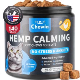 Cat Calming Treats Hemp Calming Care for Cats Cat Melatonin Soft Chews with Hemp Seed Oil and Probiotics Cat Anxiety Relief Storms Travel Grooming Sep
