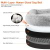 Large Foldable Human Size Dog Bed With Pillow Blanket Flurry Plush Napping Human-Sized Dog Bed Machine Washable Zipped Removable Cover For Pets Kids A