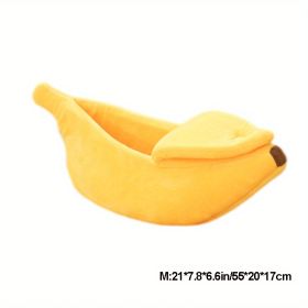 Cute Banana Cat Bed Cave Banana Bed For Cat Dog Warm Comfortable Nest Tent House (Size: M)