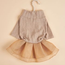 Pet Dog Knitted Fabric Mesh Short Skirt Dress; Cute Cat Apparel; For Small & Medium Dogs (Color: Khaki, Size: XL)