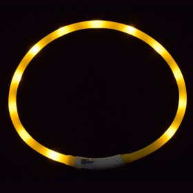 Pet's LED Collar With USB Rechargeable Glowing Lighted Up & Cuttable Waterproof Safety For Dogs (Color: Yellow, Size: One-size)