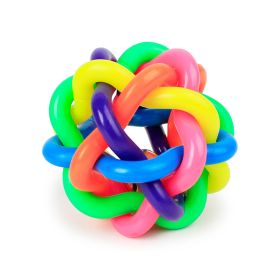 1pc Pet Chew Toys; Colorful Rubber Balls With Bell Bite Resistant Interactive Toy For Dogs & Cats (Size: Small)
