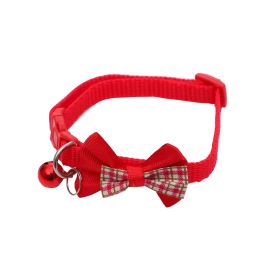 Bowknot Cat Collars; Pet Collar With Bell & Buckle; Cute Pet Supplies For Decoration (Color: Red, Size: M)
