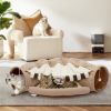 Collapsible Cat Tunnel Bed; Hide Tunnel for Indoor Cats with Hanging Toys and Cushion Mat; XH