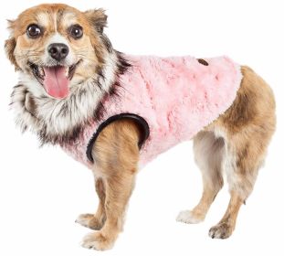 Pet Life Luxe 'Pinkachew' Charming Designer Mink Fur Dog Coat Jacket (Size: X-Small)