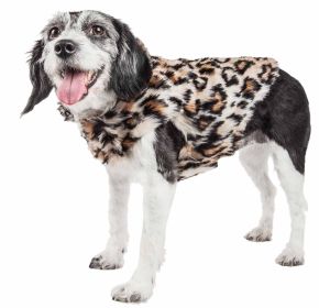Pet Life Luxe 'Lab-Pard' Dazzling Leopard Patterned Mink Fur Dog Coat Jacket (Size: Large)