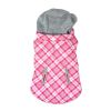 Weekender Dog Sweatshirt Hoodie - Pink and White Plaid Fabric