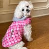 Weekender Dog Sweatshirt Hoodie - Pink and White Plaid Fabric
